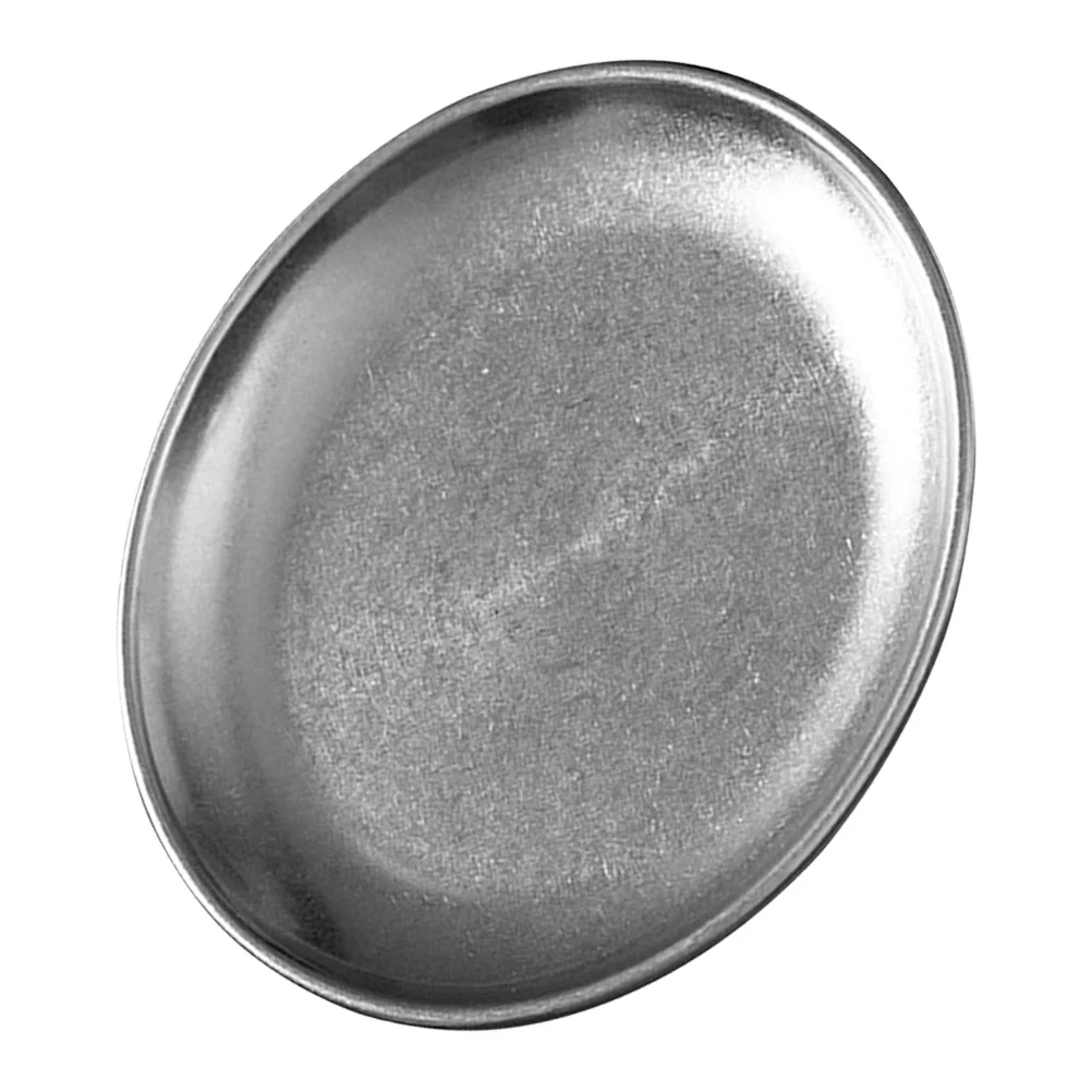 

Vintage Roast Meat Tray Stainless Steel Round Plate Silver Metal Dish For Camping Sushi Beef Western Meal Shatterproof