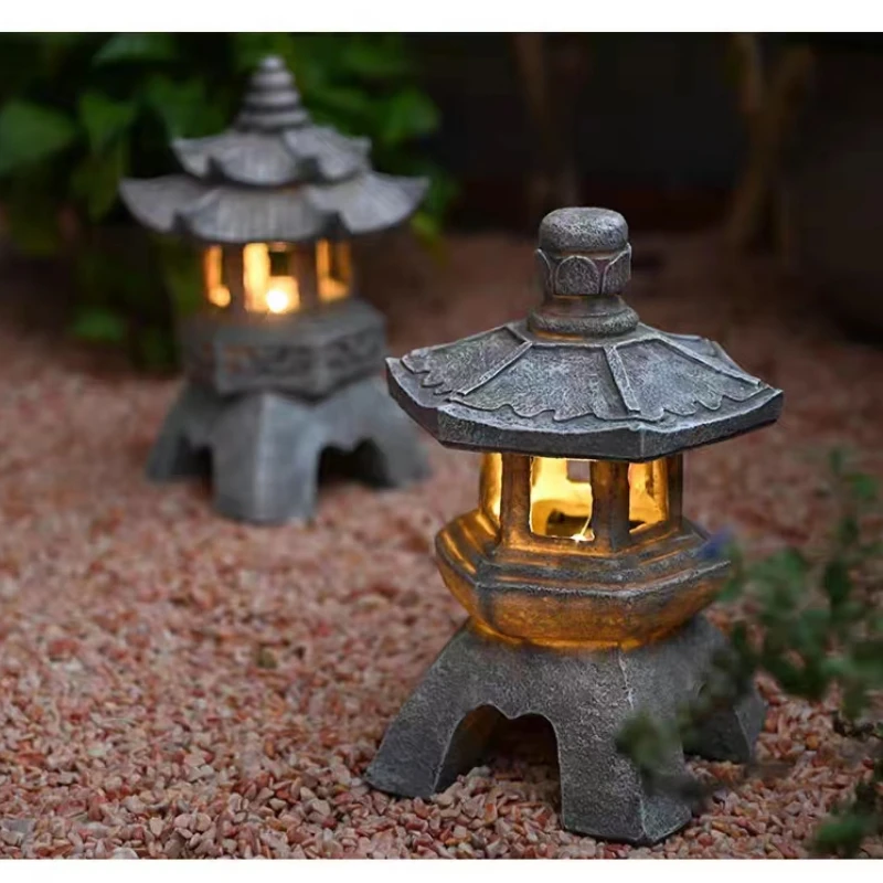 

Solar lantern ornaments Chinese style imitation stone courtyard garden villa outdoor decoration