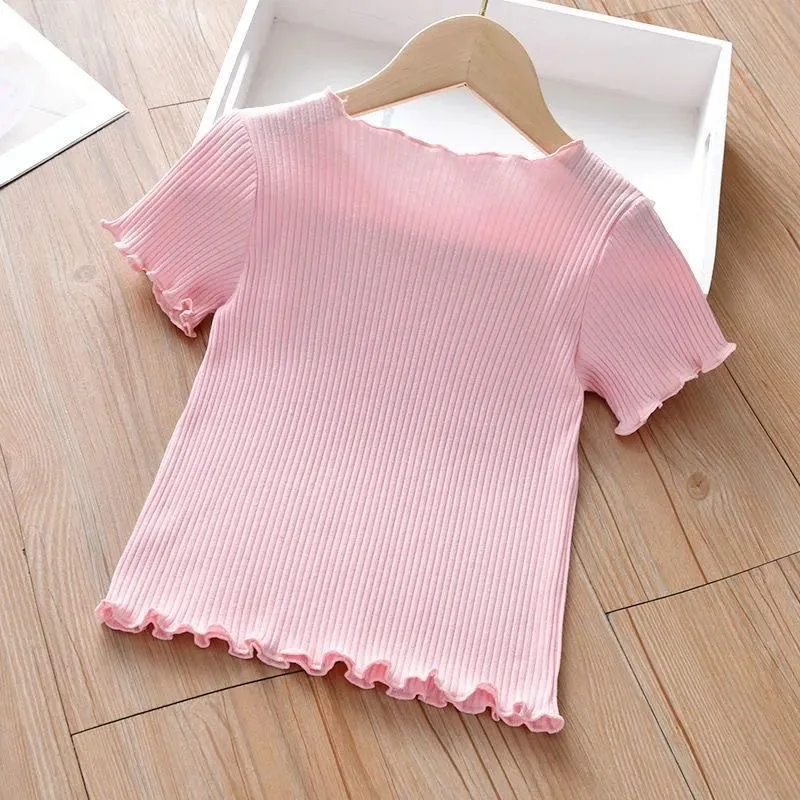 New Girls Short Sleeve T-Shirt Summer Clothing Cotton Comfort Children 1-5 Years Old Half Sleeve Top Kids Casual Outdoor Wear