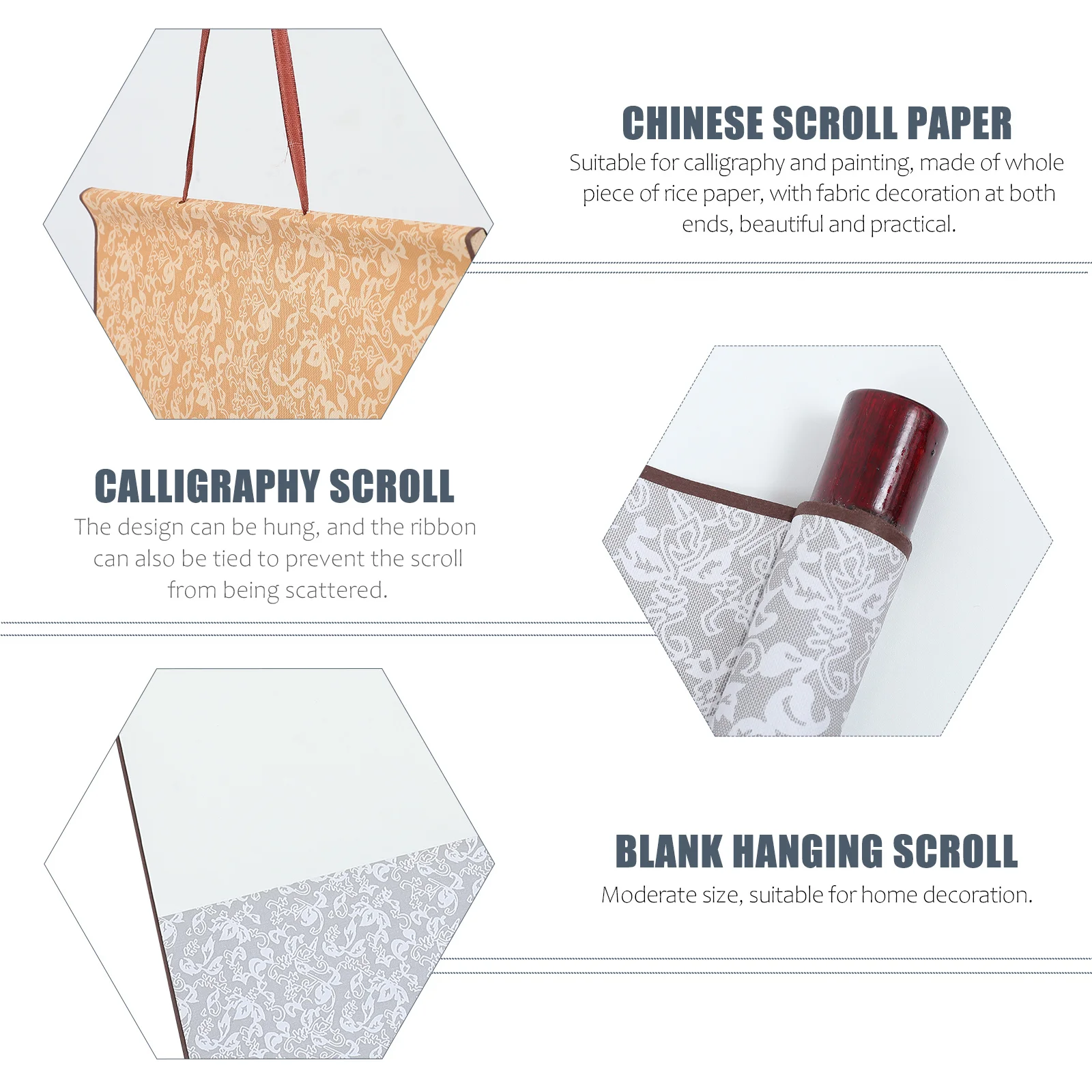 2Pcs Blank Calligraphy Scroll Chinese Calligraphy Paper Moderate Ink Inhibition Slow Ink Absorption Suitable for Brush Painting