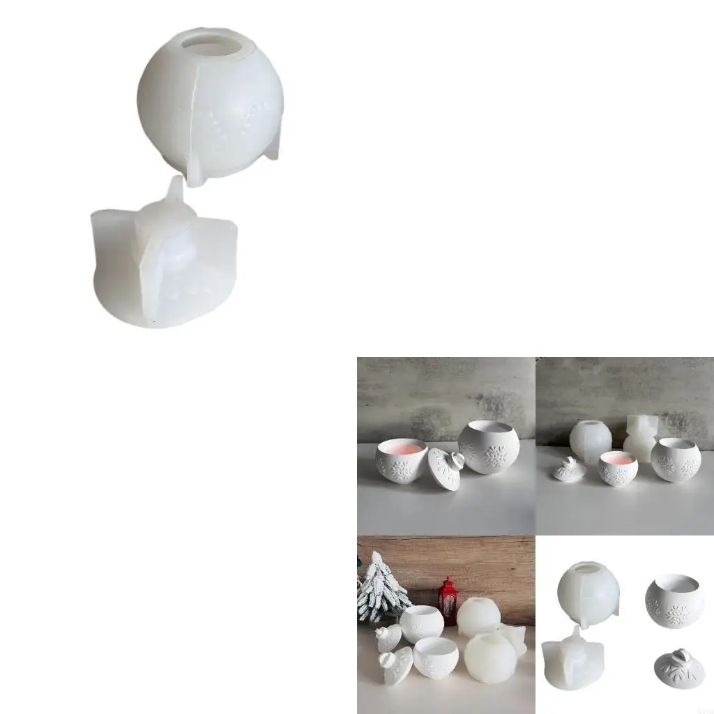 

X4YA Detailed Cups Mold Sturdy Silicone Snowflake Sphere Shaped Mold For Candle Holders And Decorations