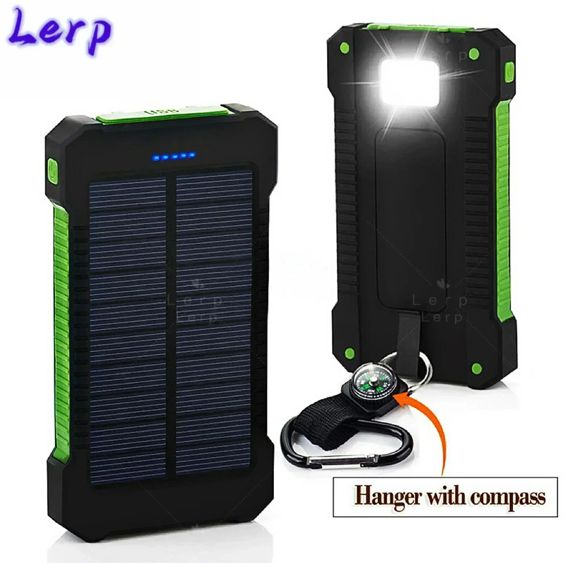 High-Capacity 30000mAh Solar-Powered Portable Power Bank, Ideal for Universal Mobile Use