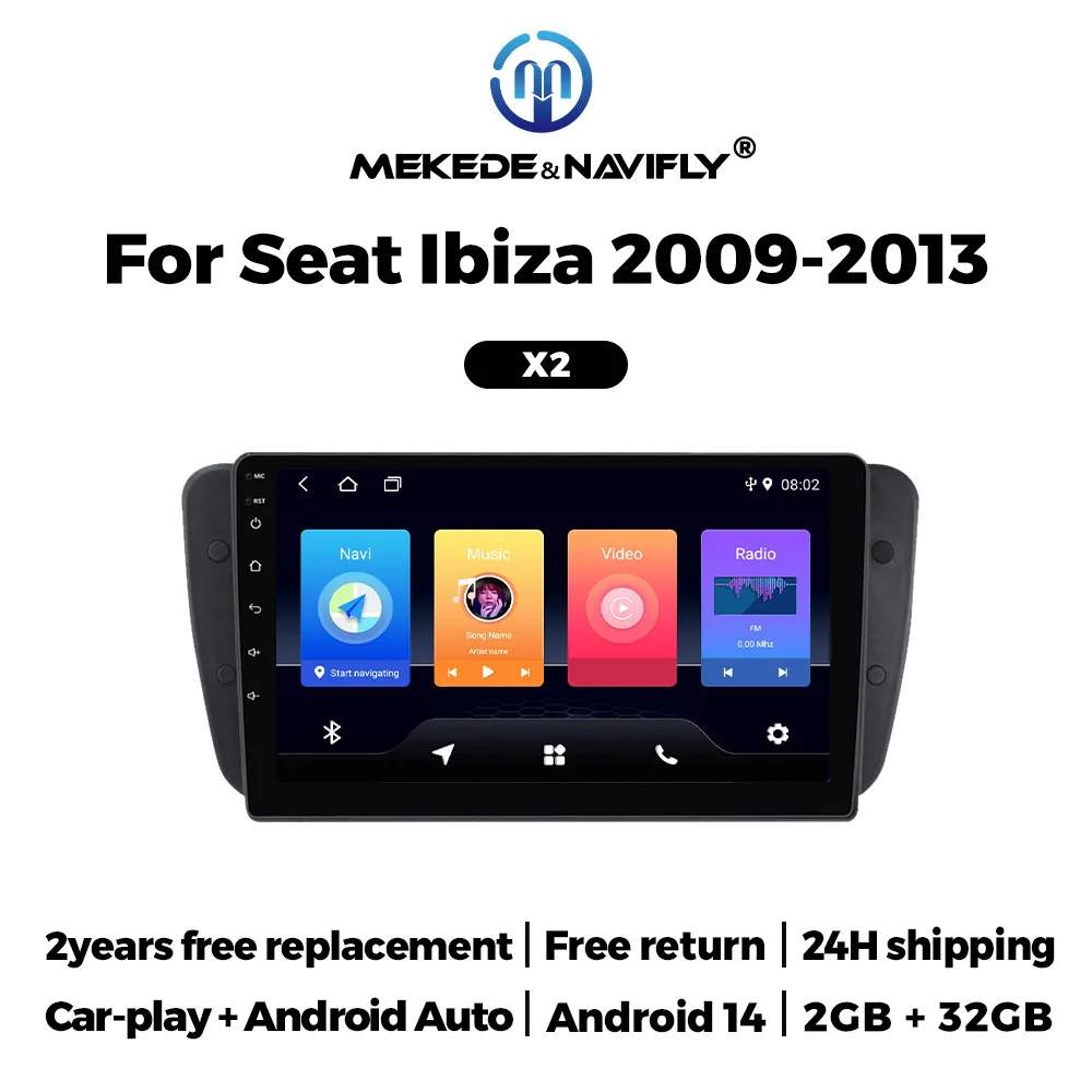 

NaviFly 9'' 2Din 2GB+32GB Android All In One Car Radio Stereo Receiver For Seat Ibiza MK4 6J 2009-2013 GPS Multimedia Player GPS
