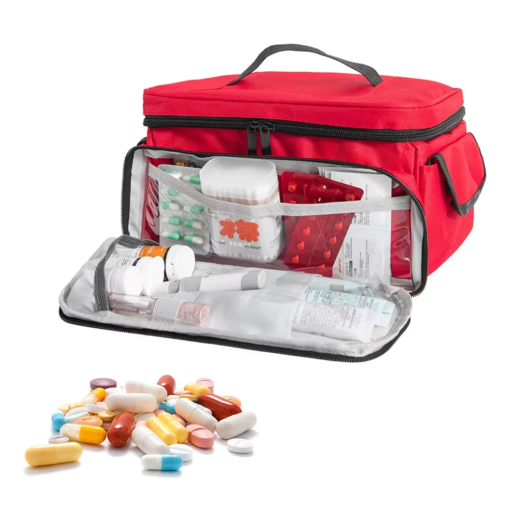High-Capacity Portable First Aid Kit, Travel Medicine And Medication Storage Bag Oxford Cloth Organizer Box Emergency Survival