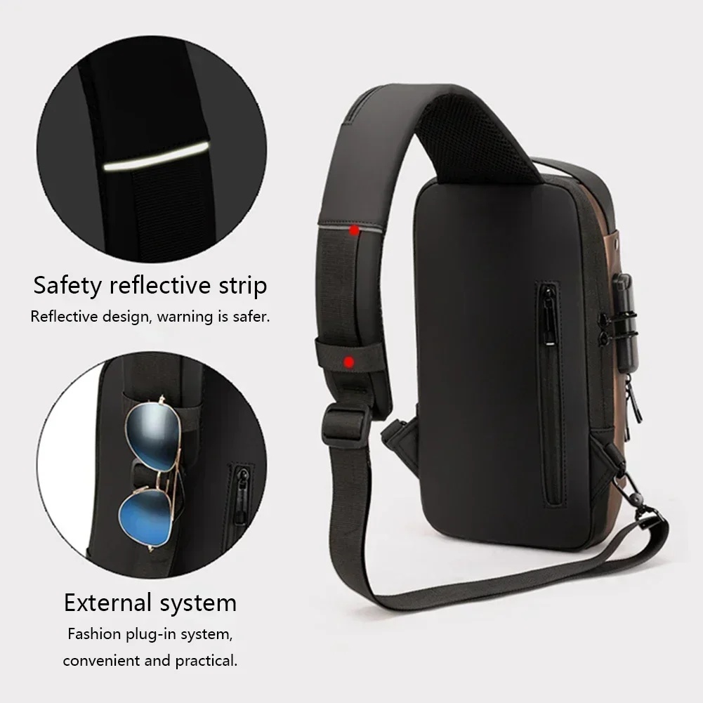 متعددة الوظائف مصمم مكافحة سرقة USB حقيبة كتف Crossbody السفر الرافعة حزمة رسول حزمة حقيبة صدر للرجال العلامة التجارية الفاخرة الرجال