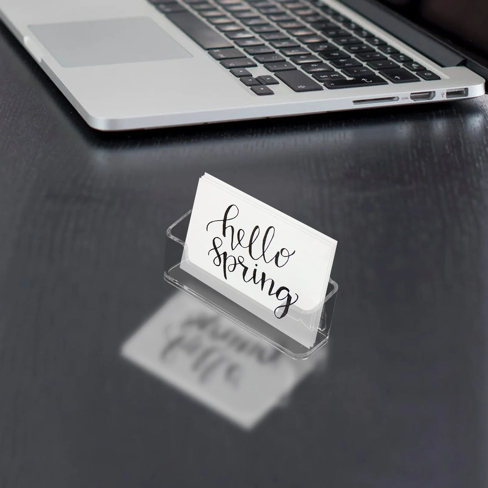 

4pcs Acrylic Business Cards Holder Transparent Desktop Card Stand Display Clip Office Supplies High-end Material