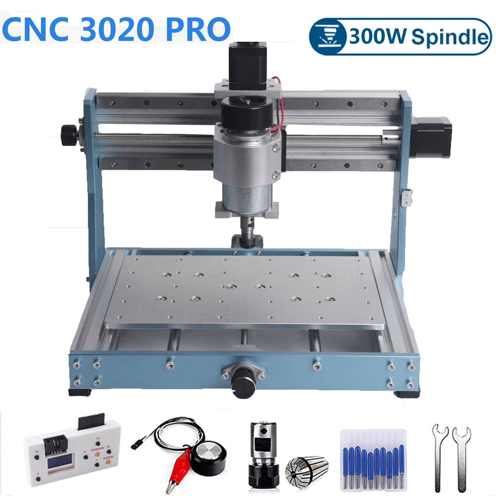 CNC Router Milling Machine 3020 PRO 300W Metal CNC DIY Laser Engraving Machine 3 Axis Limit Switches GRBL Offline Controllor