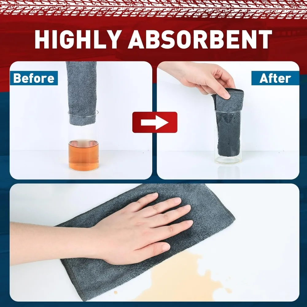 Microfiber Cleaning Cloths Bulk 15 Pack - Ultra Absorbent Car Towels, Streak-Free, 12x12 Inches, Gray