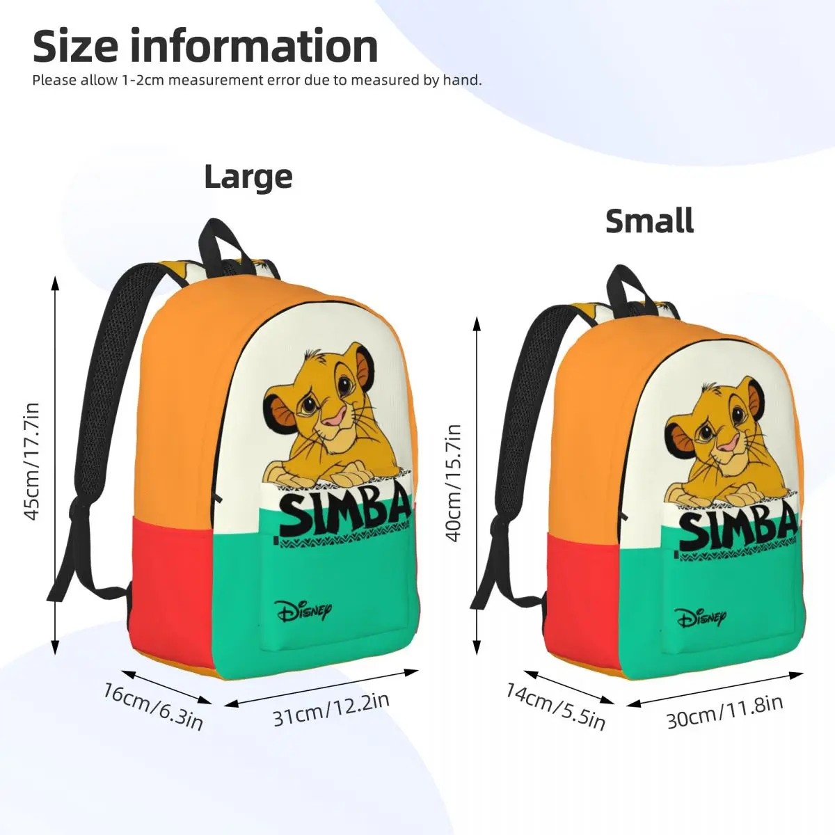 College Bag Cute Simba Classic Zipper Closure Disney The Lion King Film Children Back To School Gift Light Bookbag For School