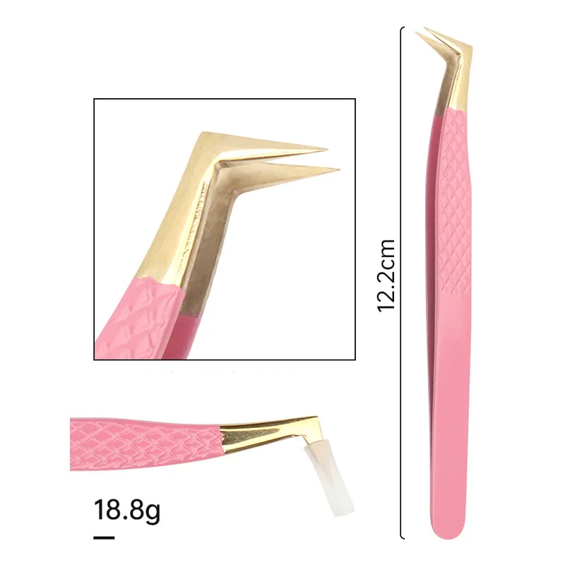 1Pc Eyelash Tweezers Stainless Steel Anti-static Non-magnetic Professional Pincet 3D Lashes Extension Tweezer Makeup Tools