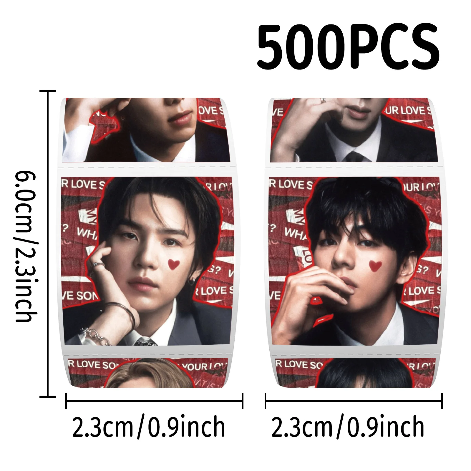 500 Pieces BTS K-pop Star Sticker Roll DIY Craft Envelope Seal Stickers for Scrapbook Notebook Decor Fans Gift