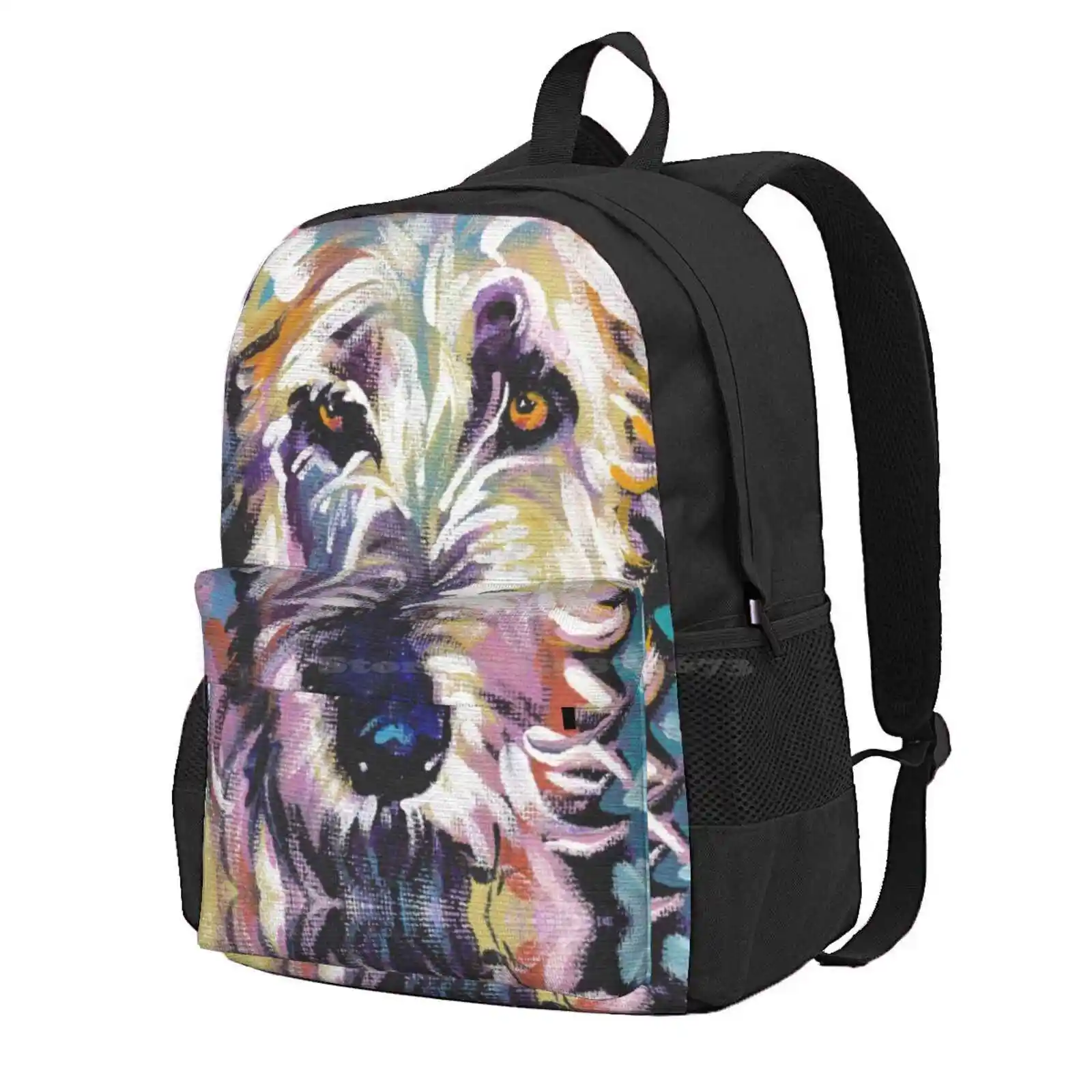 Irish Wolfhound Dog Bright Colorful Pop Dog Art Hot Sale Schoolbag Backpack Fashion Bags Irish Wolfhound Sighthound Colorful