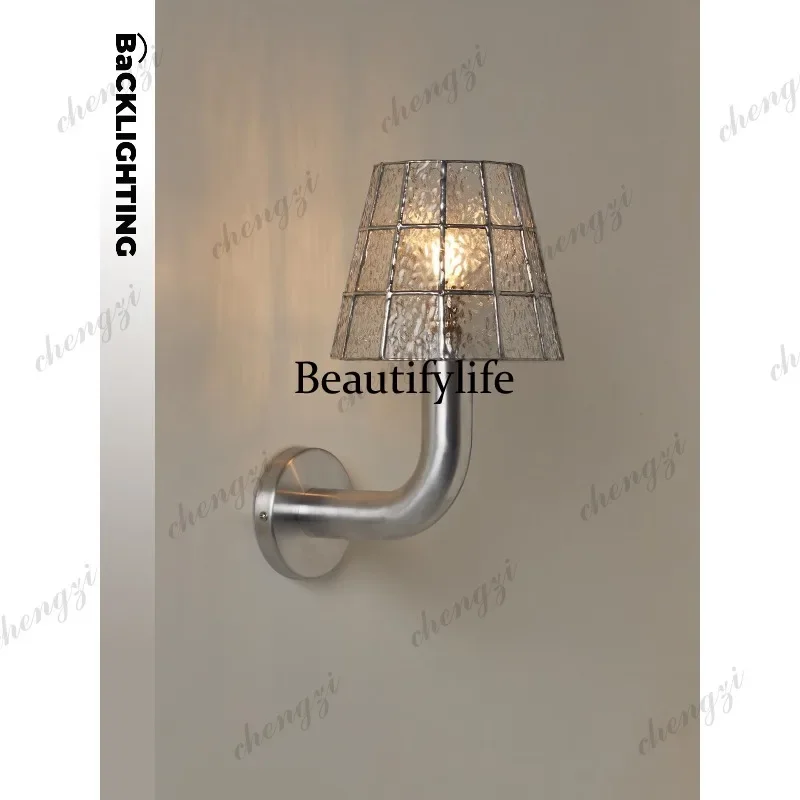 9344 French retro stained glass wall lamp Nordic designer bedroom study bedside lamp