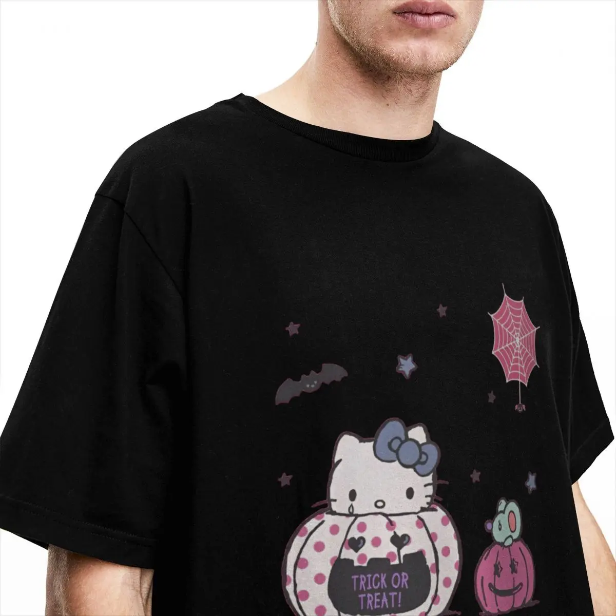 Olá kitty dos desenhos animados punkm halloween t camisas de algodão praia diversão manga curta t camisa o pescoço hipster tshirt nova chegada