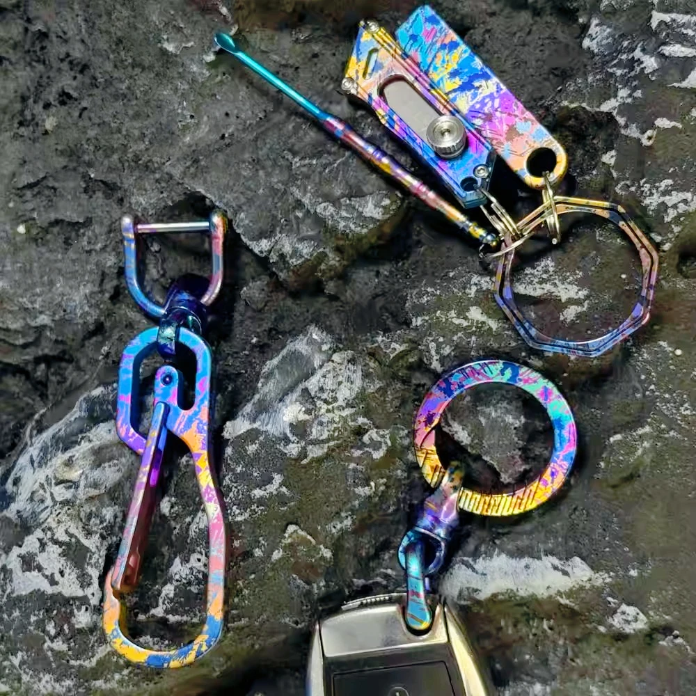 High Quality Outdoor Multifunctional Climbing Buckle Made of Colored Titanium Alloy Convenient Camping An Hiking EDC Pocket Tool