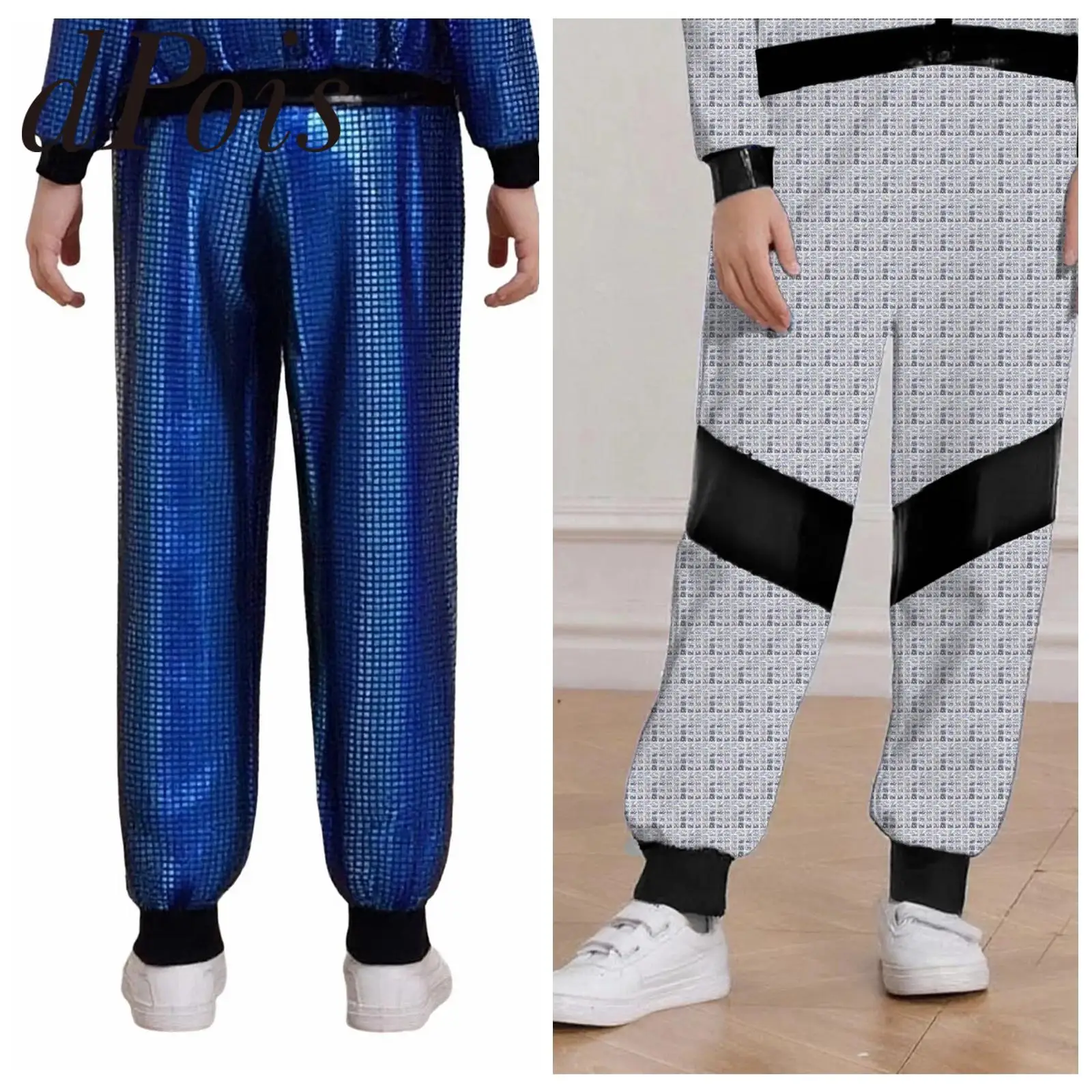 

Детские брюки для уличных танцев в стиле хип-хоп, детский костюм-карго в клетку с металлическим рисунком для мальчиков и девочек в стиле хип-хоп, джазовый танцевальный костюм с эластичным поясом