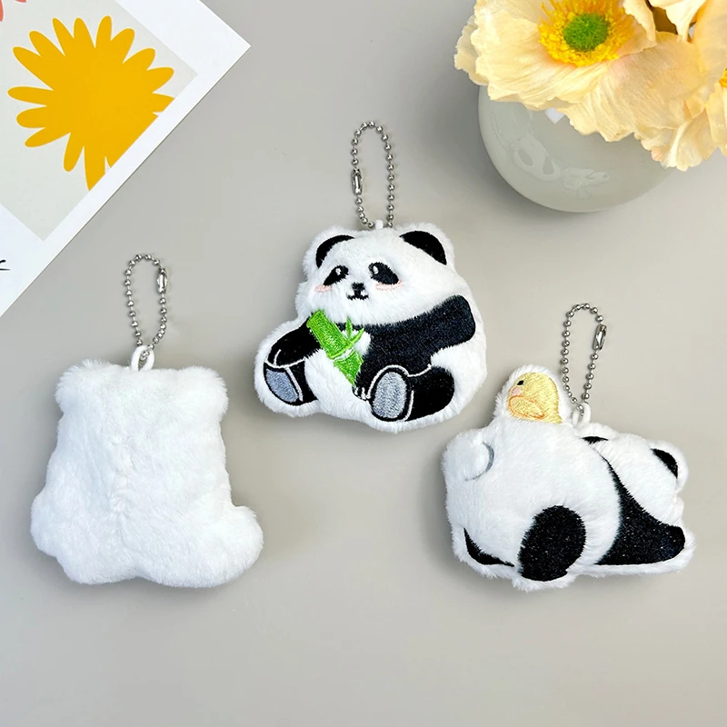 Cute Cartoon Bamboo Panda peluche bambole giocattoli Squeak portachiavi ciondolo moda zaino appeso decorazione accessori regali