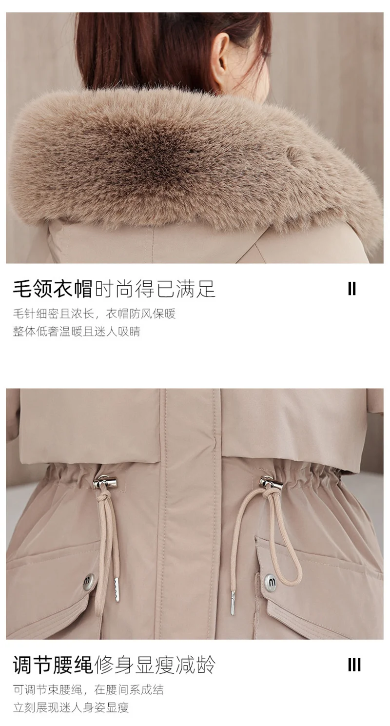 2026 New Winter Coat Down Padded Jacket Women Parkas Fur Collar Thick Hooded Cotton Coats Black Casual Outerwear Female Clothes
