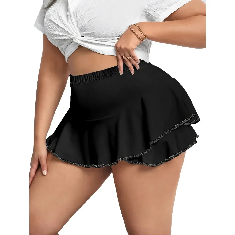 

Большие размеры 1XL-5XL, новые женские юбки, сексуальные плиссированные домашние юбки, юбки с леггинсами, однотонные юбки
