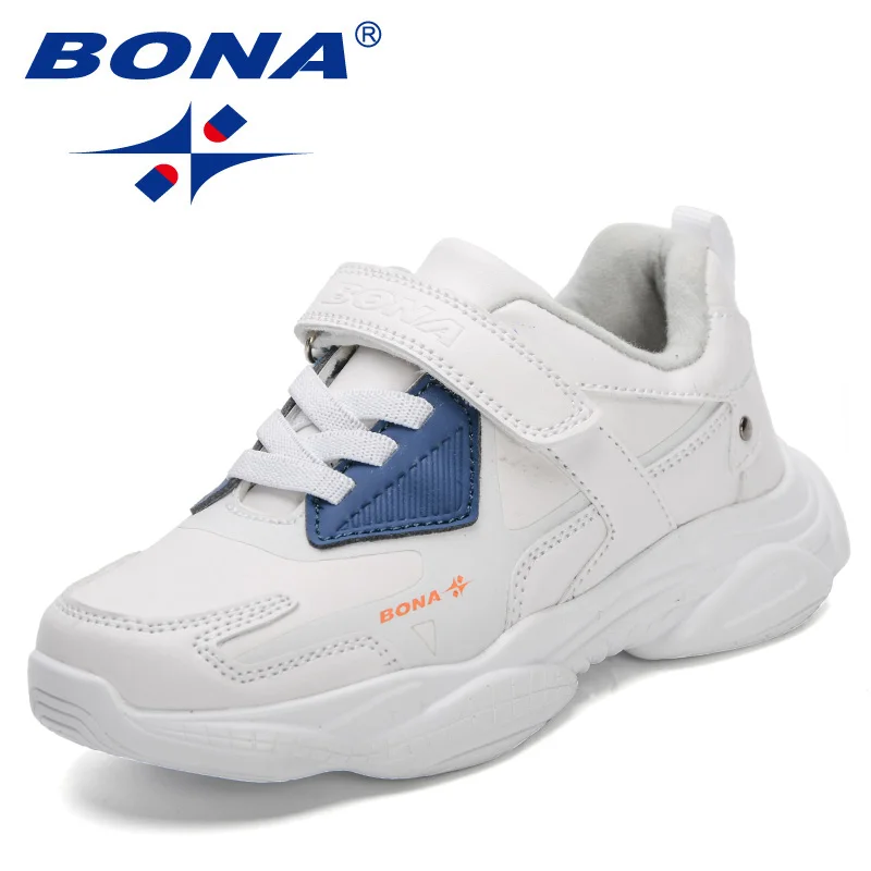 BONA 2023 New Designers Walking Shoes Boys Sport Sneakers Children Brand Running Shoes Girls Leather Casual  Jogging Shoes Kids