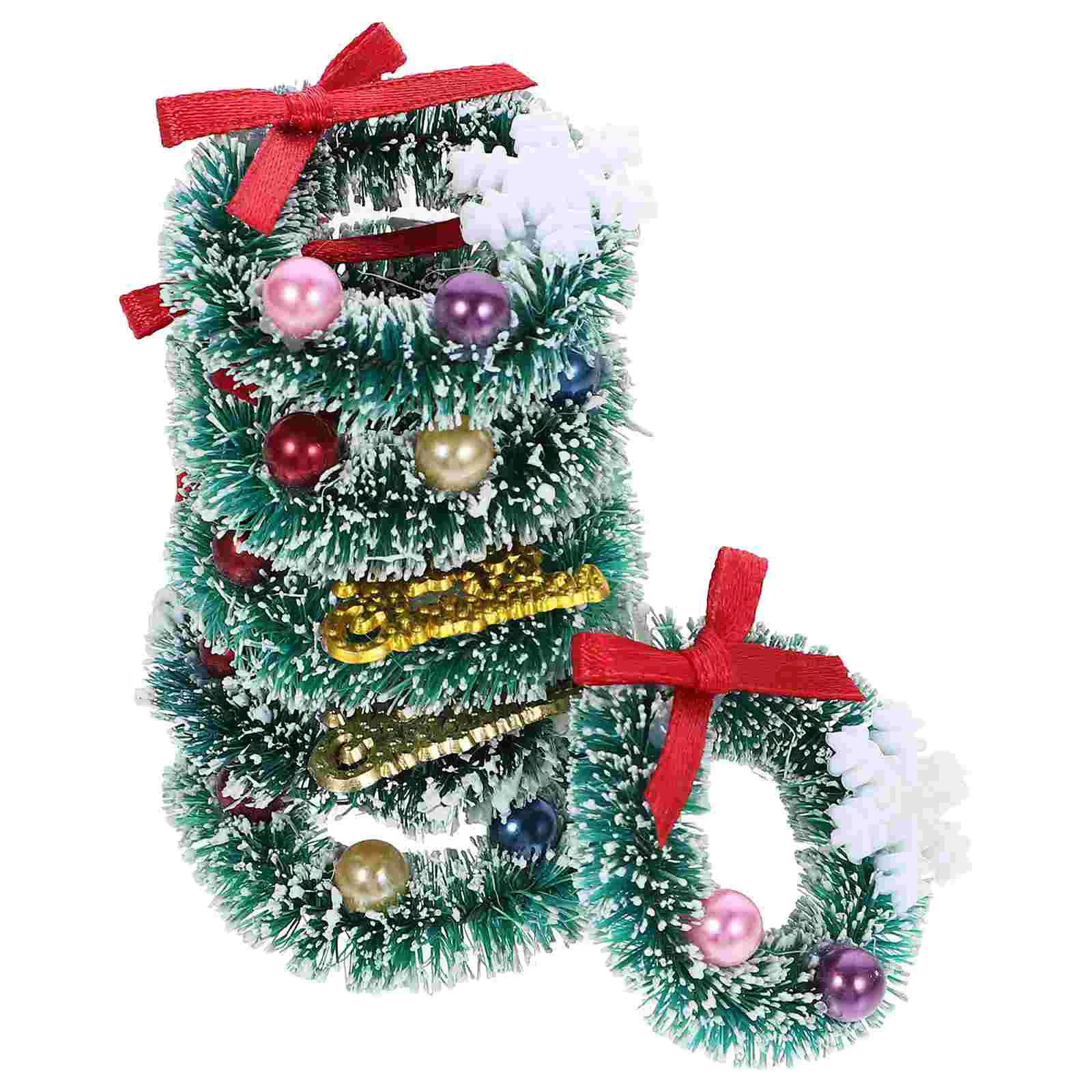 6 Pcs Christmas House Micro Landscape Decoration Ornaments Garland Tots Toys Wreath Pendants Hanging Girl Mini