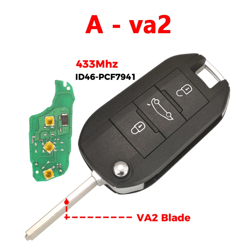 CN 009054   433Mhz ID46 7941 칩 원격 자동차 키 푸조 208 301 308 508 2008 5008 Hella Fit Citroen C3 C4 C4L HU83 VA2 블레이드