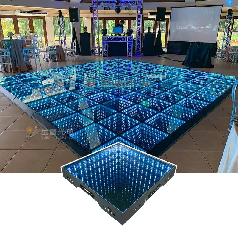 4Pcs/Lot RGB LED Magnetic Dance Floor LED 3D Mirror Abyss Dance Floor for DJ Disco Club Wedding Party Stage Lighting