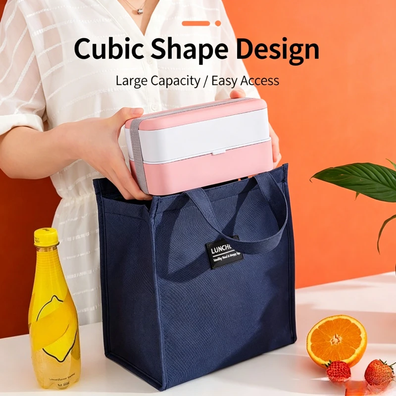 Multi-Size Oxford Cloth Insulated Lunch Bag Aluminum Foil Thermal Bento Tote for Students Office Picnic Use