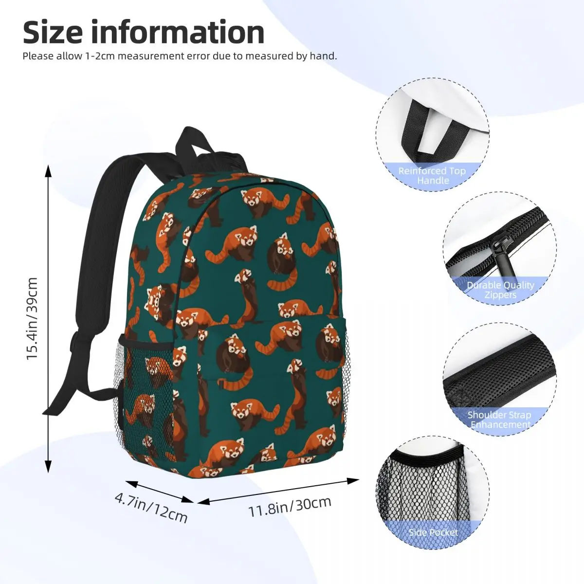 RED PANDA PATTERN Backpacks Teenager Bookbag Casual Children School Bags Laptop Rucksack Shoulder Bag Large Capacity