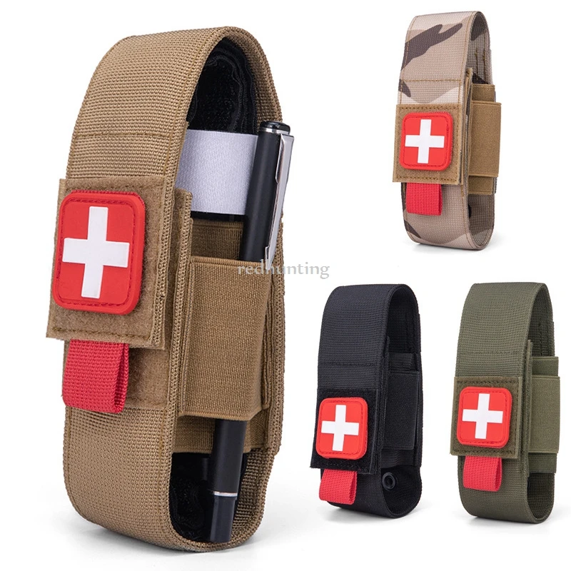 Bolsa de torniquete táctico, soporte para caza, traumatismos, bolsa de cizalla médica, soporte de torniquete elástico para exteriores, bolígrafo, bolsa EDC Flahslight