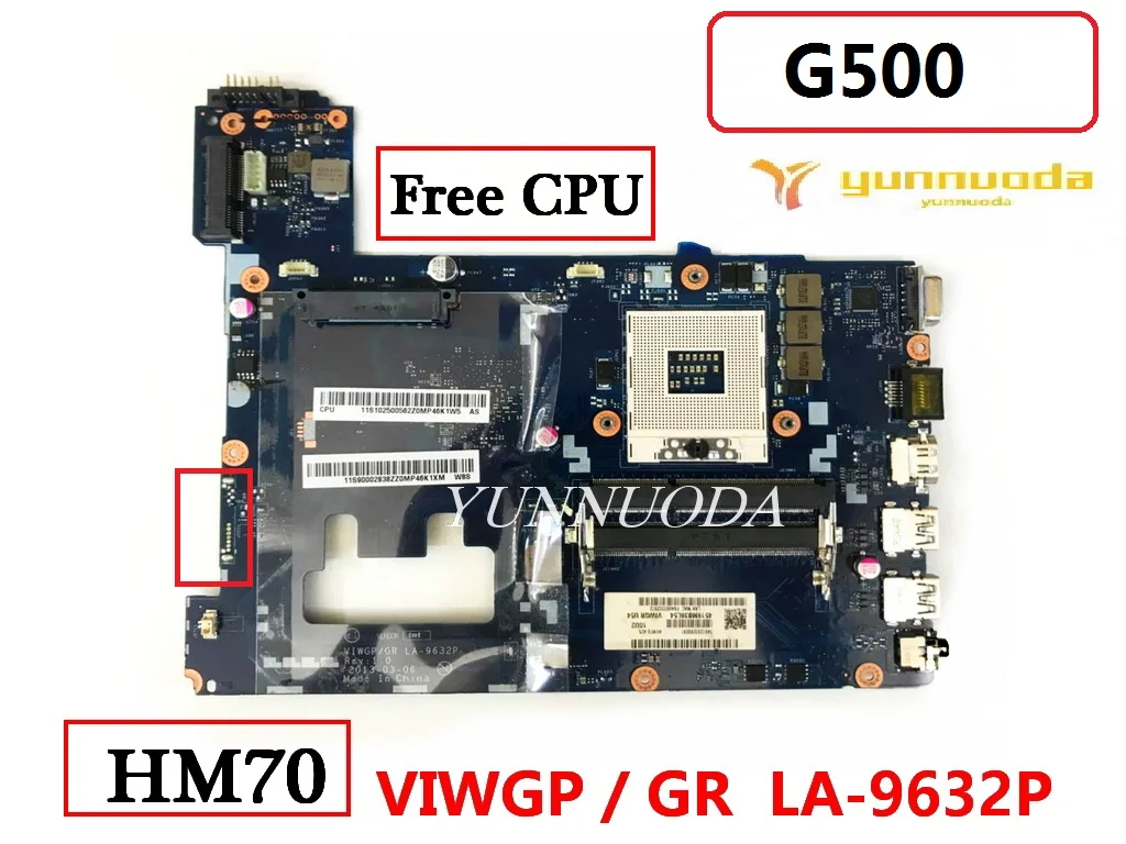 

LA-9632P для Lenovo G500, материнская плата для ноутбука HM70, бесплатный процессор, 100% протестировано, хорошая, бесплатная доставка