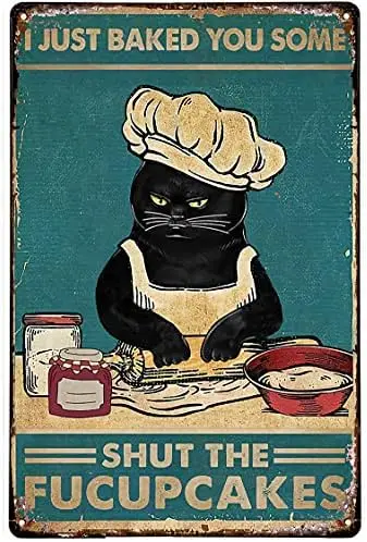 Винтажная металлическая Жестяная Вывеска «черная кошка» для выпечки, для бара/кафе/дома/кухни/ресторана/гаража/мужской пещеры/отеля/луна