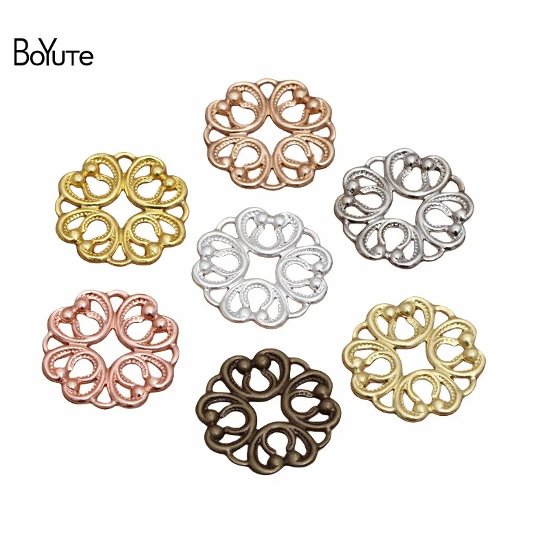 BoYuTe (100 Pieces/Lot) 20MM Metal Brass Stamping Filigree Flower Materials Diy Hand Made Jewelry Findings