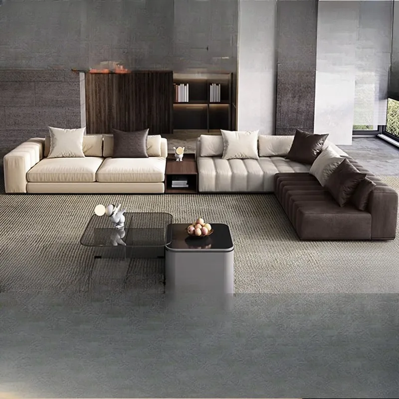 

Leather fabric combination, large villa living room high-end