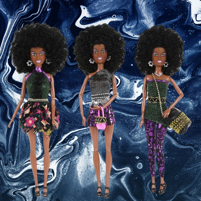 

Африканская мода знаменитостей изысканный макияж кукла игрушка 30 см кукла принцессы модная одежда черная кожа суставы подвижные подарки на день рождения