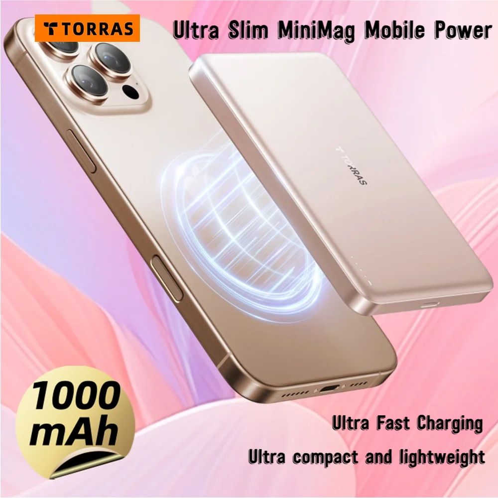 

TORRAS Ultra Slim Mobile Power 10000mAh Wireless Portable Charger Magsafe Compatible Charger for iPhone 16/15/14/13/12 Pro Max