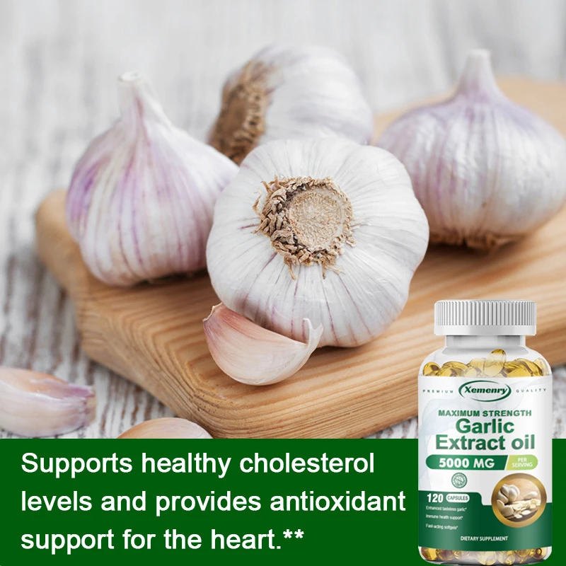 Garlic Oil Capsules - for Immune and Cardiovascular, Cholesterol Health, Enhances Immunity