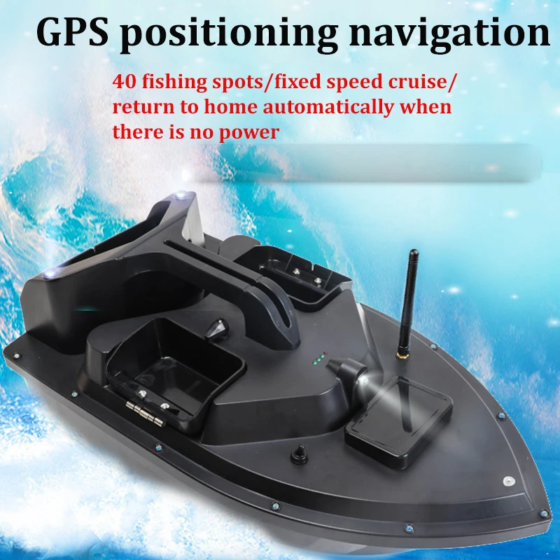 GPS RC Bait Boat 40 fishing spots fish finder Boats Remote Control Ship 3 Hoppers Night Light Fishing Smart One-Key Return