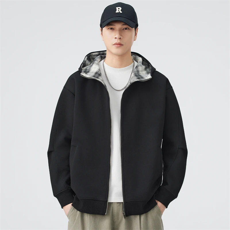 سترة بغطاء للرأس ثقيلة الوزن أمريكية فضفاضة بسحاب متباين للزوجين للخريف والشتاء سترة يابانية متعددة الاستخدامات من القطن #5