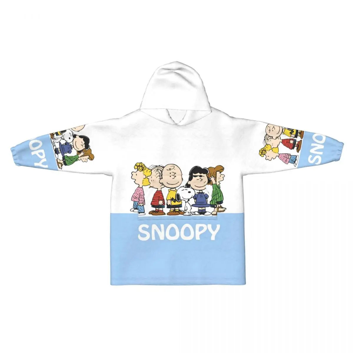 Носимое одеяло с капюшоном с рисунком собаки Snoopys для девочек и мальчиков, теплое уютное одеяло большого размера, толстовка с карманом