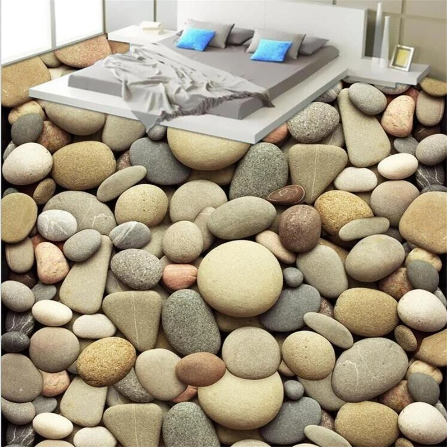 

Custom floor painting 3d self-adhesive photo mural beautiful cobblestone bathroom living room bedroom floor decoration painting