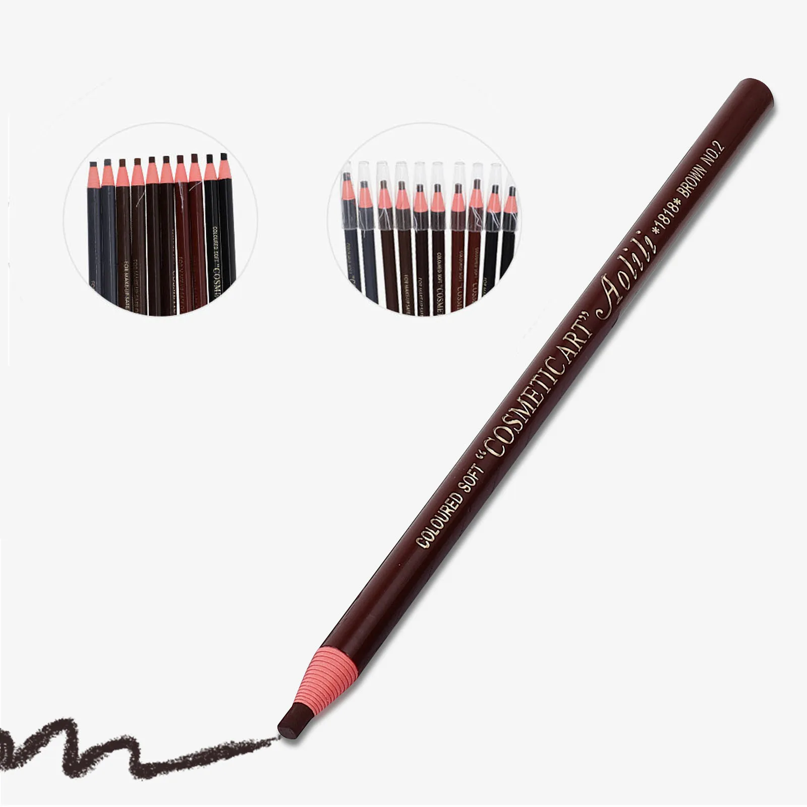 

10 Pcs Pull Line Eyebrow Pencils Soft Waterproof Long Lasting 01 Black 02 Medium 03 Dark Brown 04 Light Brown 05 Grey Each 2