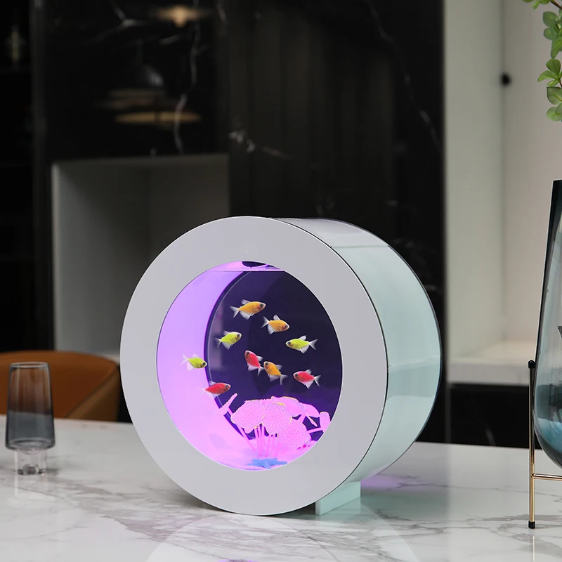Corner Desk Decoration Vertical Full Set LED Light Gradient Color Acrylic Aquarium Fish Tank Remote Control