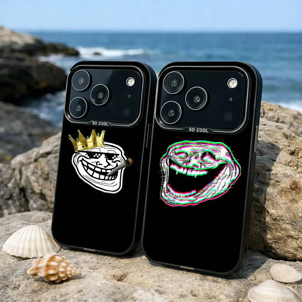 

Emoticons T-Trollface Phone Case For iPhone17,16,15,14,13,12,11,Pro,MAX Gray Matte Silicone Black Cover