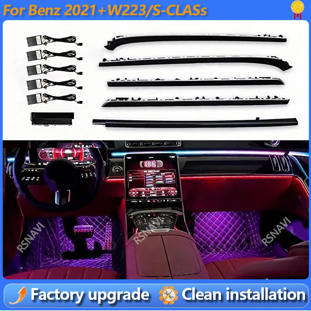 

Новая светодиодная подсветка с 64 цветами для Mercedes Benz 2021+ W223 S-Class S450L S480 S500L, многоцветные декоративные светильники для тюнинга.