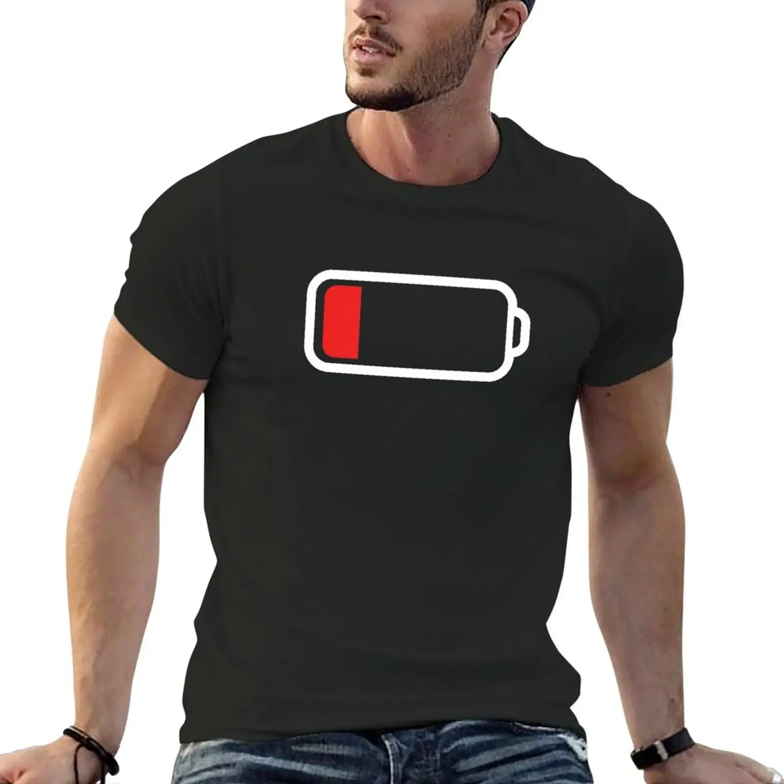 Low Battery | 1% Battery T-Shirt kawaii clothes quick drying new edition blanks plus size men clothing