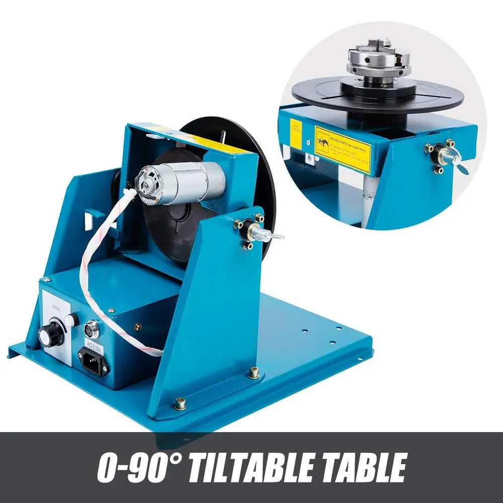 DC24V 15W Rotary Welding Positioner Turntable Table High Precision Cutting Grinding Assembly 90º Tilt Angle KC-65 or KC-80 Chuck