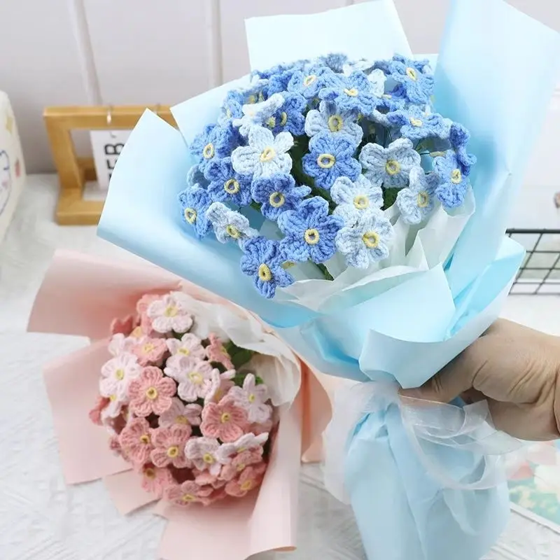 

Hand-Woven Bouquet Finished Myosotis Sylvatica Artificial Flower Graduation Ceremony Chinese Valentine's Day Rose Gift Matching