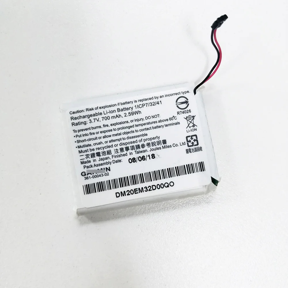 Reemplazo de fuente de alimentación para batería de iones de litio recargable GARMIN Approach G30 361-00043-02 3,7 V 700mAh 2.59Wh parte