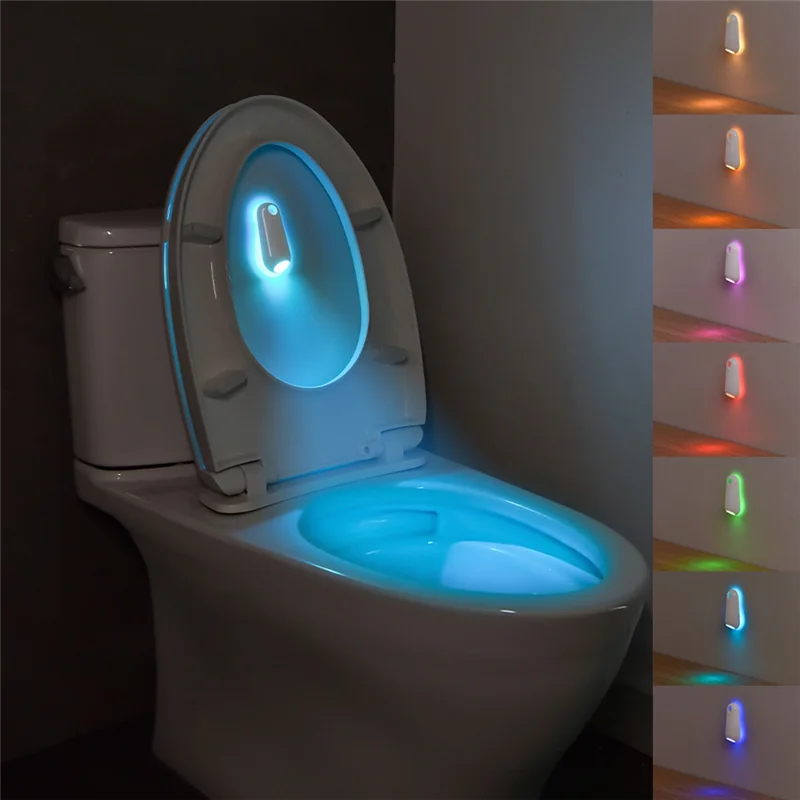 Proyector de luz nocturna LED con sensor de movimiento ABFI para pasillo de baño, lámpara de pared de inodoro recargable colorida